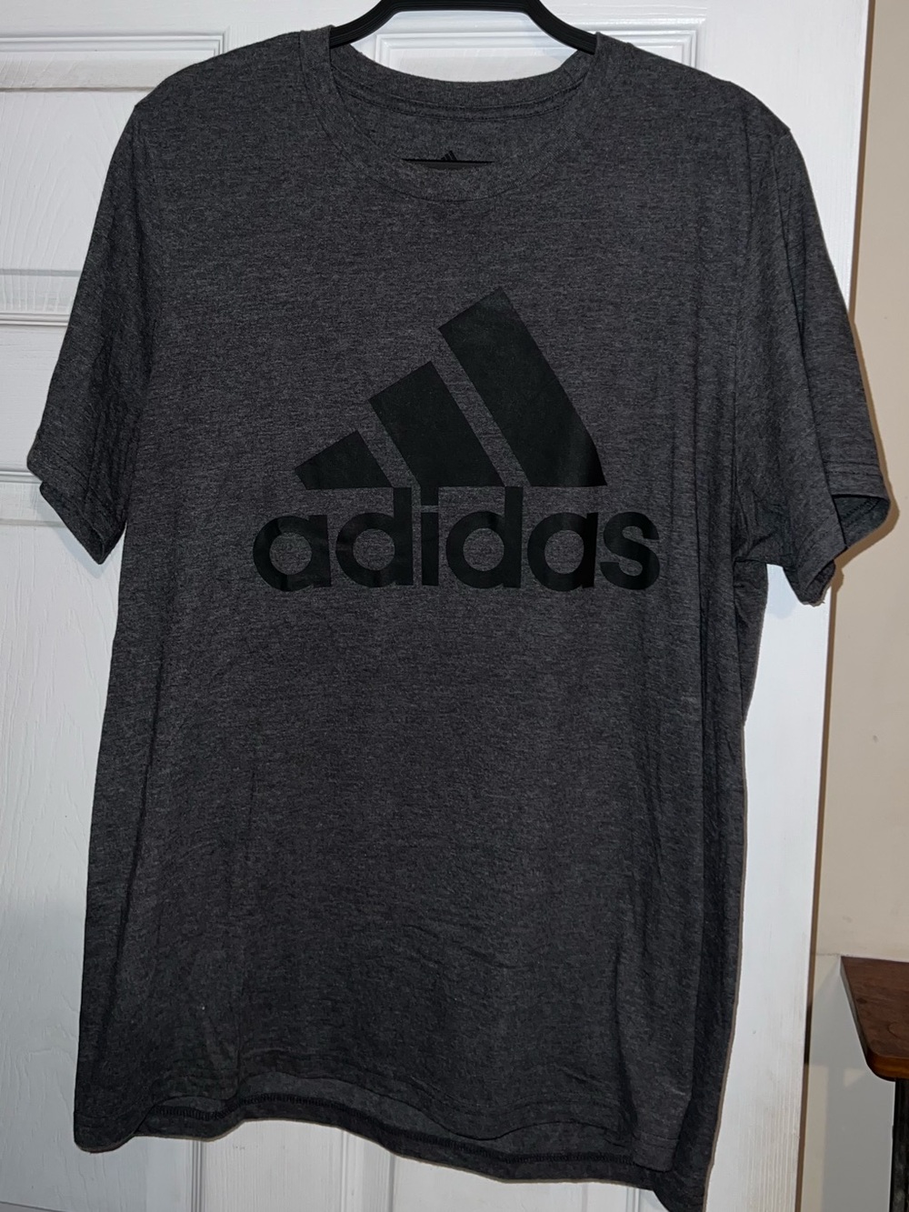 Adidas Men's Charcoal Logo Tee - Classic Crew Neck - Large